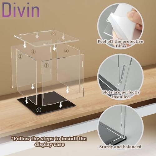 Image of Bozsky Acrylic Display for Organizing Collectibles Clear Box Display Action Figures Home Storage Mini Toys Gifts for Lover, Dust-Free, Clear Display Box (Black+Clear, 10X10X10 Cm: 4X4X4 Inch)