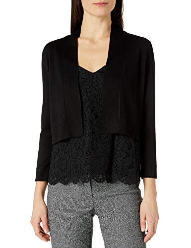 Calvin Klein Women's 3/4 Sleeve Knit Shrug, Black 16, Medium