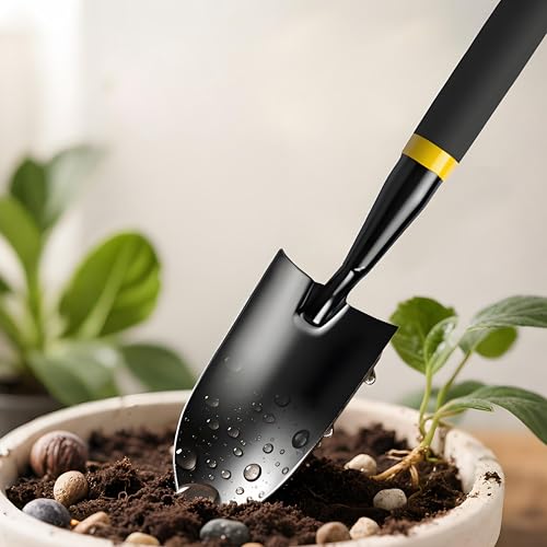 Image of Garden Trowel - Metal Hand Shovel with Rubber Handle. This Garden Hand Trowel is Easy to use and Suitable for Soil Planting, Digging, transplanting and Outdoor Exploration Activities (Narrow Shovel)