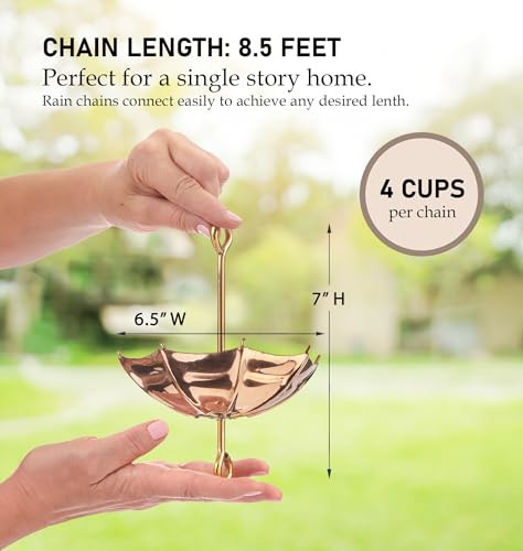 Good Directions 486P-8 Umbrella Rain Chain 8-1/2 Feet Long, Extra Large Umbrellas, 100% Pure Copper - Thumbnail 3