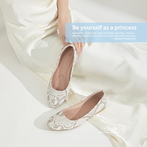 Image of Obtaom Round Toe Women Flat Shoes Slip on Girls Dress Black Ballet Flats