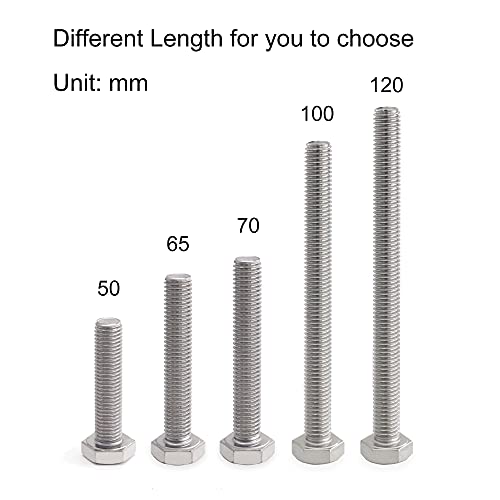 VictorsHome M10 Hex Bolts Screws, M10-1.5 x 120mm 304 Stainless Steel Fully Threaded Hex Head Bolt 5pcs, M10x120mm - Image 4