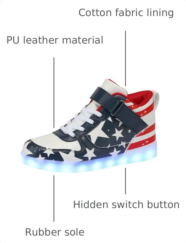Image of SANYES LED Light Up Shoes for Men Women, USB Rechargeable High Top Glowing Sneakers, Luminous Dancing Shoes