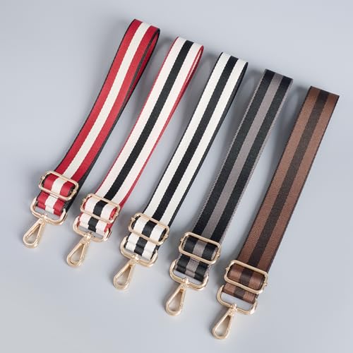 Image of chushui Wide Bag Strap Replacement Crossbody Shoulder Strap Adjustable, Classic Striped Preppy Vertical Stripe Woven with Gold Hardware 29-51 Inches for Purses Handbags Totes