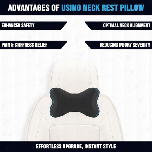 Image of KINGSWAY Car Accessories Bow Shape Neck Rest Seat Cushion, Universal Use Car Neck Pillow, Memory Foam Pillow in Chocolate, Super Soft and Super Travel Comfort Design Headrest Cushions, Pack of 2