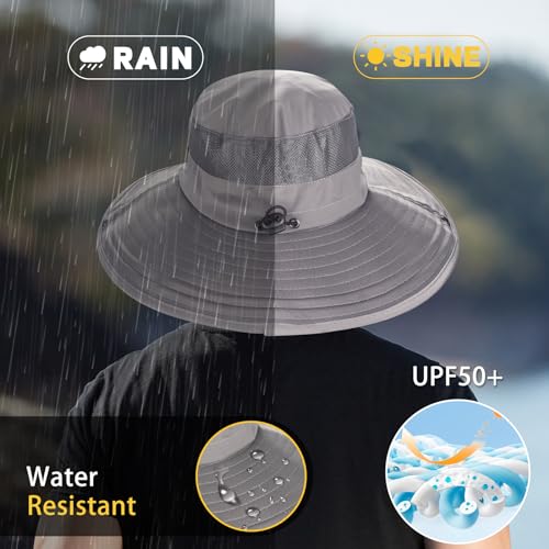 Image of Cooling Sun Hat for Men Women,Wide Brim Bucket Hat Foldable Boonie Hat for Fishing Hiking Garden Safari Beach