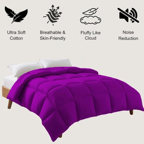 Image of Emperor Size Comforter Set - All Season Down Alternative Bedding Comforter Set - Quilted Duvet Insert with Corner Tabs - Box Stitched Blanket - Breathable, Soft - Purple