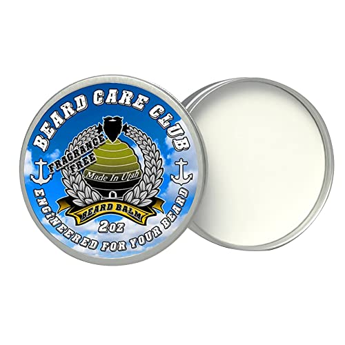 Beard Care Club Premium Balm | Mustache Styling and Moisturizer | Strengthen and Promotes Hair Growth | Natural Grooming Treatment with Refined Shea Butter, Argan and Jojoba Oils | Fragrance Free, 2oz