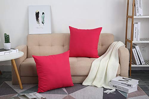 Tangdepot Cotton Solid Throw Pillow Covers, 18" X 18" , Watermelon Red #TOP7