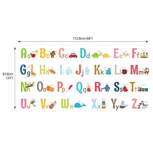 DECOWALL DA-1701 Alphabet ABC with Pictures Kids Wall Stickers Wall Decals Peel and Stick Removable Wall Stickers for Kids Nursery Bedroom Living Room (Large) décor - Thumbnail 6