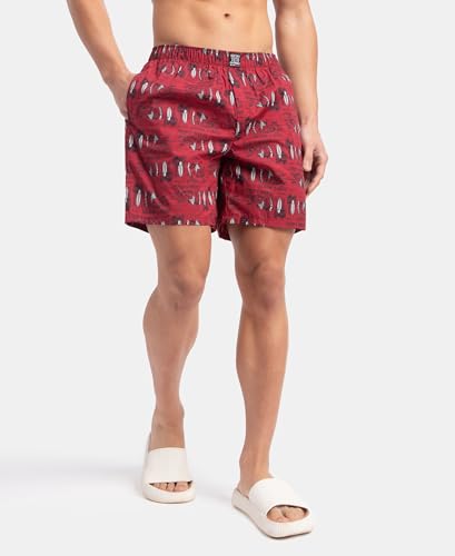 Image of Jockey US57 Men Super Combed Mercerized Cotton Woven Printed Boxer Shorts with Side Pockets (Prints May Vary)