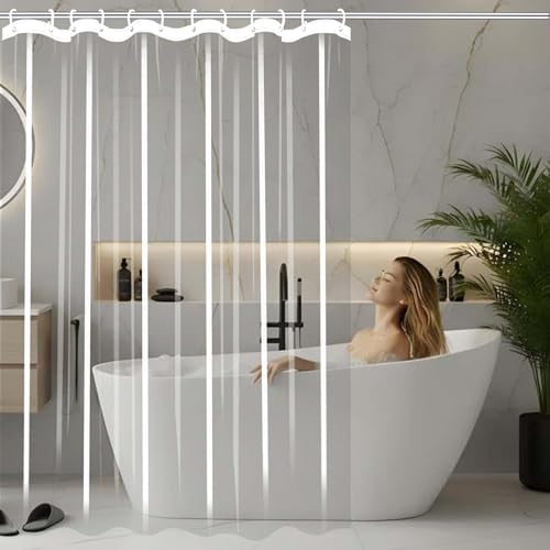 Rideau de douche transparent 295x165 cm imperméable pour baignoire à domicile - 2