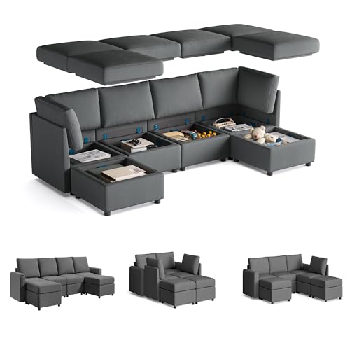 LINSY HOME Modular Sectional Sofa, Convertible U Shaped Sofa Couch