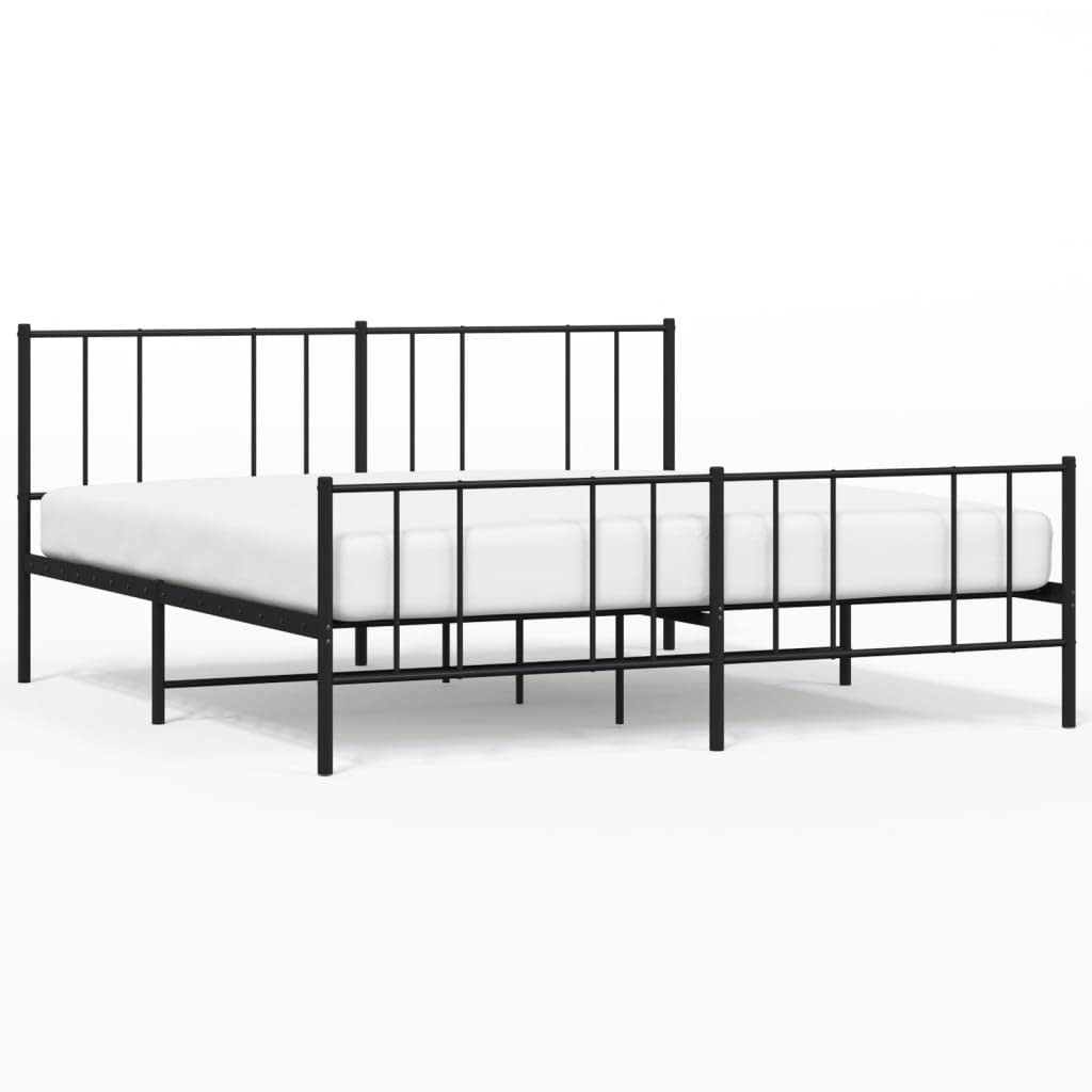 Telaio letto con testiera e pediera in metallo nero 180 x 200 cm Cornice da letto per soggiorno Telaio per camera da letto Struttura del letto dell'hotel Adatto per camera da letto