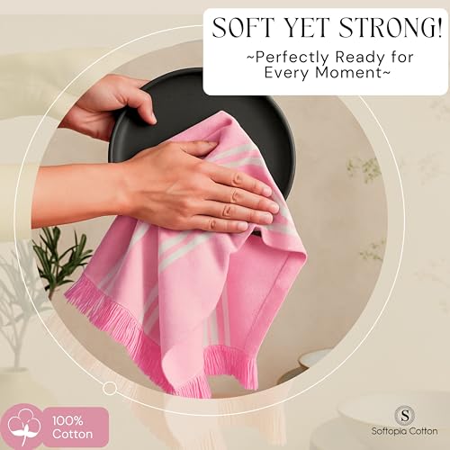 Image of Prewashed Stripe Tea Towels 4 Pack, 16x26 Inches, Dish Cloths for Cooking and Cleaning, Quick Dry Kitchen Rags, Reusable Hand Towels for Drying Dishes and Surfaces - Rose Pink