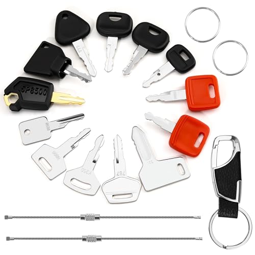 Tunejoy Kit Chiavi di Accensione Universale Chiave per Macchine da Costruzione Trattori Piastre di Vibrazione Ruota Caricatore Escavatore 13 Pezzi