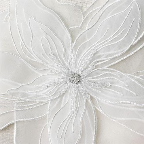 Image of Exaggerated Organza Fabric Flower Brooch Pin for Women Girls Fashion Dainty Layered Big Beaded Corsage Boutonniere Brooches Lapel Pins Delicate Wedding Birthday Holiday Dress Accessories Jewelry Gift