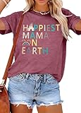 Magical Shirt for Women Happiest Mama On Earth Tee Magic Kingdom Castle Tshirt Family Holiday Vacation Short Sleeve Top