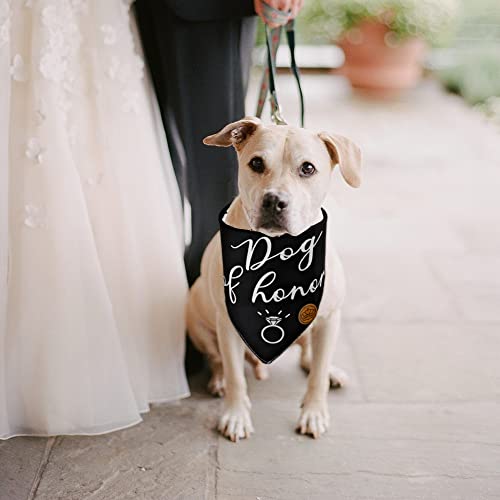 Crowned Beauty Wedding Best Dog Bandanas Reversible Small 2 Pack, Dog Of Honor Set, Adjustable Triangle Engagement Scarves For Dogs (Black White) Db48-S #TOP1