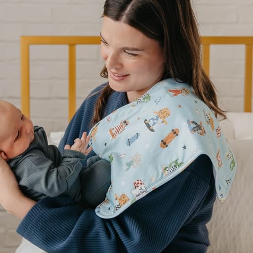 Image of Copper Pearl Premium Baby Burp Cloths - 3-Pack Large Cotton Burp Cloths, Extra Soft Spit Up Rags with 3 Absorbent Layers, Perfect for Baby Boy and Baby Girl Gifts (21 inch x 10 inch Size, Speedster Set)