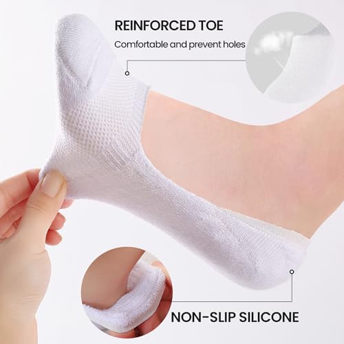 Image of No Show Socks Womens - 6 Pairs Cotton Ankle Socks for Women, Cushioned Low Cut Casual Sock Invisible Flat Boat Liner
