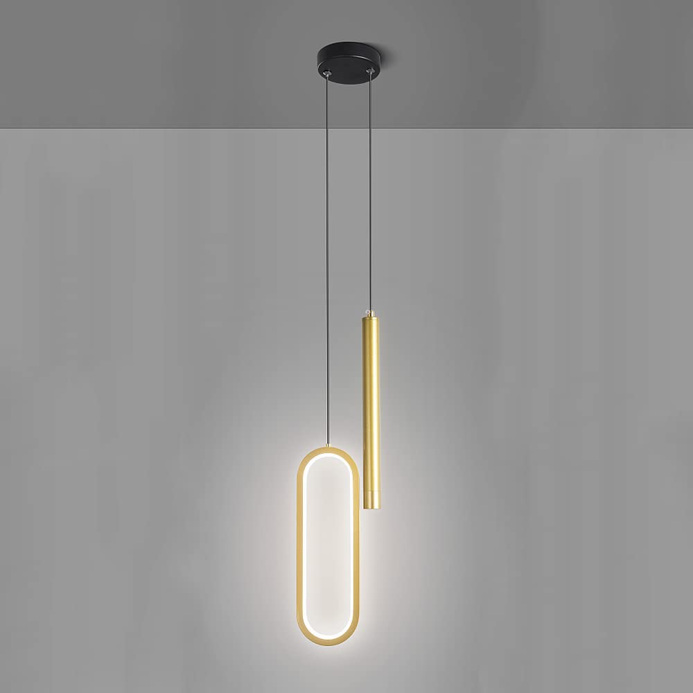 Luminaire suspendu minimaliste or noir, lustre design en métal