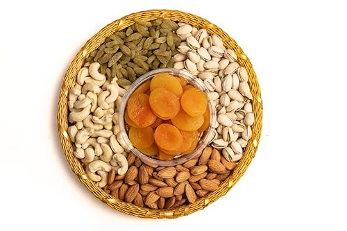 Image of Browntree WireMesh Basket-10 inch(5 in 1)-750g| Unique Dry Fruit Gift Hamper | Cashews, Almonds, Raisins, Pista, Apricot Seedless | Fresh & Healthy Dry Fruits and Nuts for Coworkers, Relatives, and Friends | Ideal gift box for all celebration | Corporate Giftbox