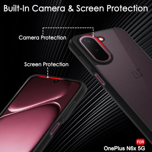 Image of TheGiftKart Hybrid Shockproof Back Cover Case for OnePlus N6X 5G | Camera Protection Module | Hard Back Cover Case for OnePlus N6X 5G (PC & TPU, Translucent Smoke Matte Back, Black Sides)