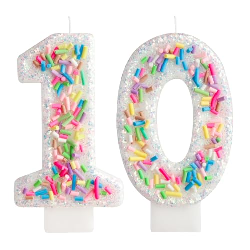 Girls Colorful Candy Birthday Candle,10th Birthday Candle Cake for Party Supplies Decoration,2.76 inch Number 10 Girl Boy Cake Topper Wedding Anniversary Pastel Sweet Theme Party Decoration