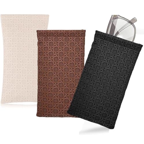Wxinsheng Étuis à Lunettes Souples Imperméables,Pochette Portable pour Lunettes,Tissé Étui Lunettes Souples,PU cuir poche Sac Souple de Lunettes de Soleil,Pour Homme et Femme(Blanc, Kaki, Noir)