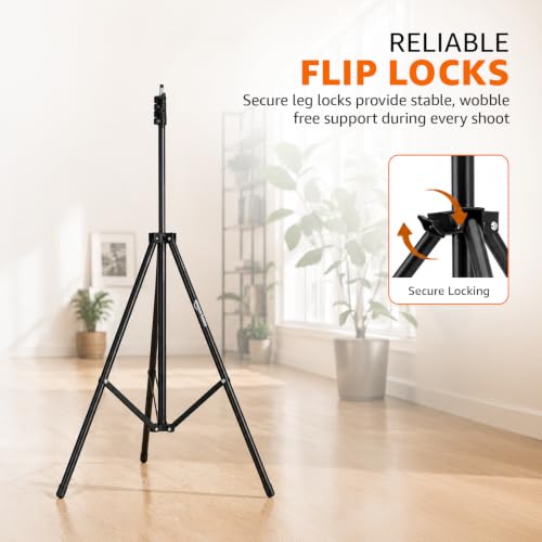 Image of Amazon Basics 78-Inch (200 cm) Aluminium Tripod with Bluetooth Remote & Mobile Holder, Phone Stand for Ring Light, GoPro & Camera, for Video Recording, Streaming, Reels & YouTube, 5 Kg Load Capacity