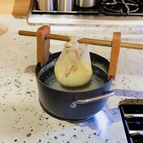 Generic Pot Dripper for Cheese Making, Straining Nut Milk, Juice, Butter & Fresh Cheese, Wooden Round Homestead Tool