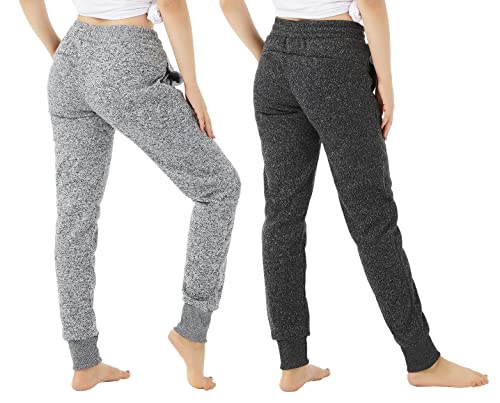 TEXFIT-2-Pack-Joggers-for-Women-with-Side-Pockets-Rib-Cuff-Bottoms-Soft-Fleece-Sweatpants-for-Women-2pcs-Set