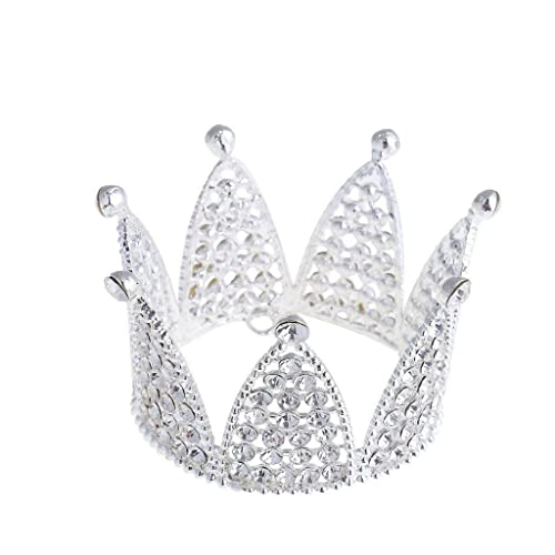 Mini Cake Decoration Crown, Silver, Elegant Princess Tiara Topper for Wedding Birthday Baby Shower P