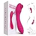 Masseur portable, trois en un, 10 fréquences de vibration et modes de soufflage, avec fonction de chauffage, chargement magnétique USB, silicone 100% étanche (rouge) (7)