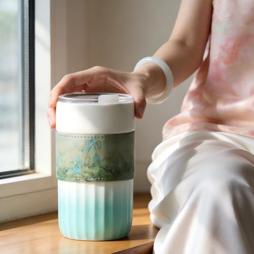 Mug de cerámica para viaje con tapa y manga, 14.2 oz miniatura 7