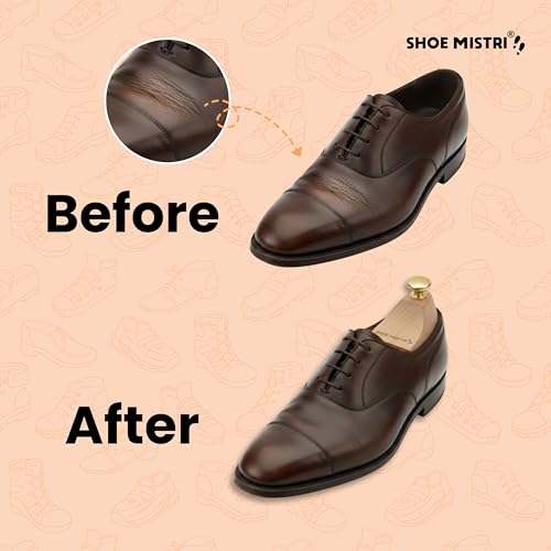 Image of Shoe mistri Cedar Wood Shoe Tree for Men & Women - Adjustable Shoe Stretcher for Perfect Shape - Moisture & Odor Absorbing Shoe Shaper with Flexible Split-Toe Design - Protects Leather