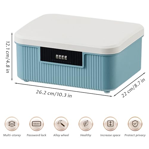 Boîte de rangement verrouillable avec serrure avec code et plateau amovible compacte - 5