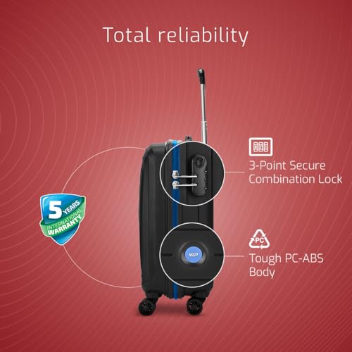 Image of VIP Corsa Cabin 55 Cm (Small) 8 Wheels Polycarbonate Spinner Trolley Bags for Travel, Hard Case Lightweight Bag with Combination Lock, Tough Suitcase for Travel (Black)