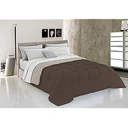 Edredones Tonos Marrones Italian Bed Linen Piumino-Marrone/Panna-1P Eldrojoòn de Invierno “Sogni e capricci” Dos Tonos, Microfibra, Marrón/Crema, 150x200cm