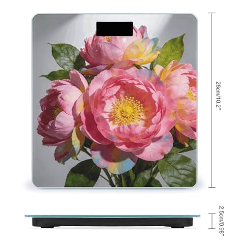 Báscula digital de baño color rosa con flores, hasta 180 kg miniatura 2