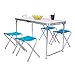 Produktbild eSituro Campingtisch Koffertisch mit 4 Hocker zusammenklappbar und höhenverstellbar, Campingmöbel Set Sitzgarnitur Picknicktisch, 120 x 60 x 53-69 cm