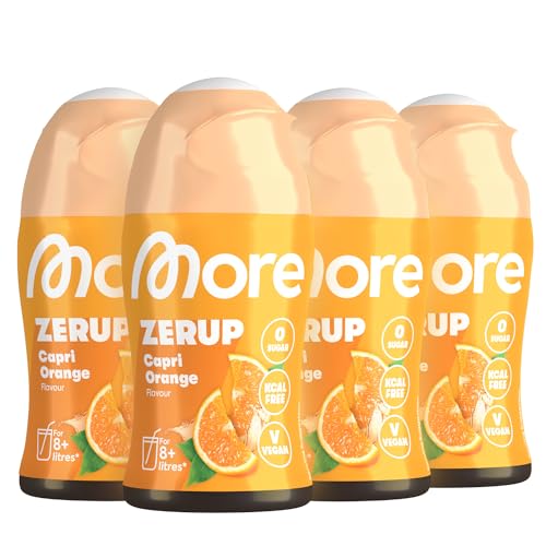 MORE Zerup Capri Orange 4 x 65 ml für bis zu 32 l Fertiggetränk zuckerfreier Sirup mit u.a. echten Fruchtextrakten vegan zero Kalorien - made in Germany