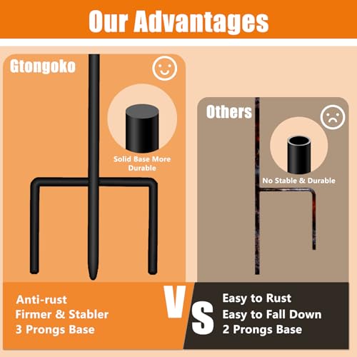 Image of Gtongoko 24 Inch Shepherd Hooks for Outdoor 1 Pack,Garden Hooks for Hanging Plants, Lanterns, Solar Lights, Mason Jars & Wedding Decor, Matte Black Decorative Shepherd's Hooks
