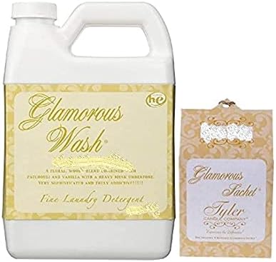 Tyler Candle Glamorous Wash High Maintenance Half Gallon (64 OZ) Laundry Detergent with Glamorous Sachet Single Pouch (64 oz (w/Sachets))