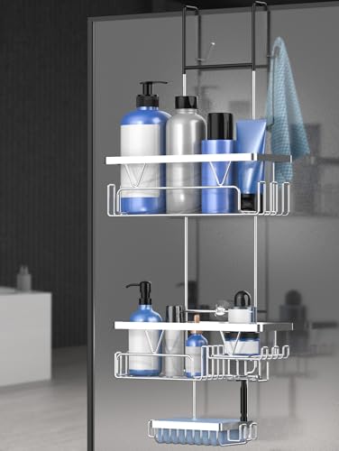 KEGII Hanging Shower Caddy - Over Door Storage Rack Stainless Steel Organiser No Drilling Shelf