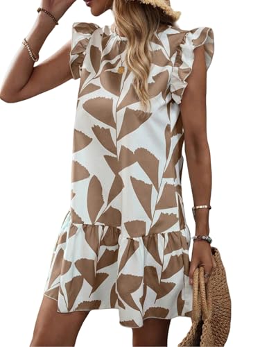 Image of SISKIN Women's 2025 Summer Beach Hobo Ruffle Trim Dresses Sleeveless Flowy Vocation Sun Dress Outfit Woman