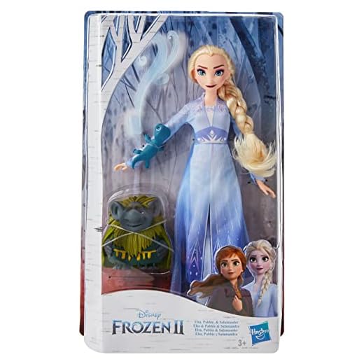Hasbro Disney Eiskönigin Elsa docka i resedräkt, inspirerad av filmen The Eiskönigin 2, med Pabbie och Salamander