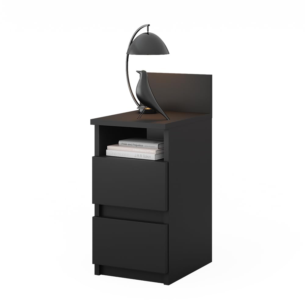 Lot De 2 Tables De Chevet Vicco 'Enton' – Noir Mat – Design Moderne, 1 Tiroir