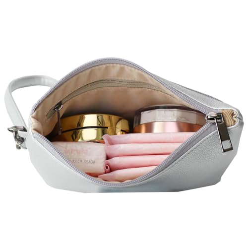 Image of Small Wristlet Wallets for Women, Zip Clutch Bag with Wristlet Pouch, 3-Zipper Original Design